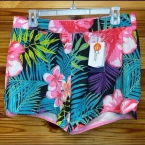 Bass pro shop tropical floral athletic shorts / swim trunks upf 50 medium NEW
